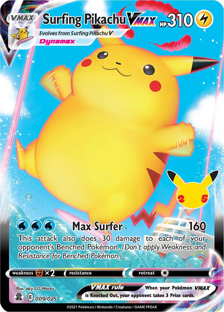 Surfing Pikachu VMAX #9 Pokemon Celebrations Pokearkivet