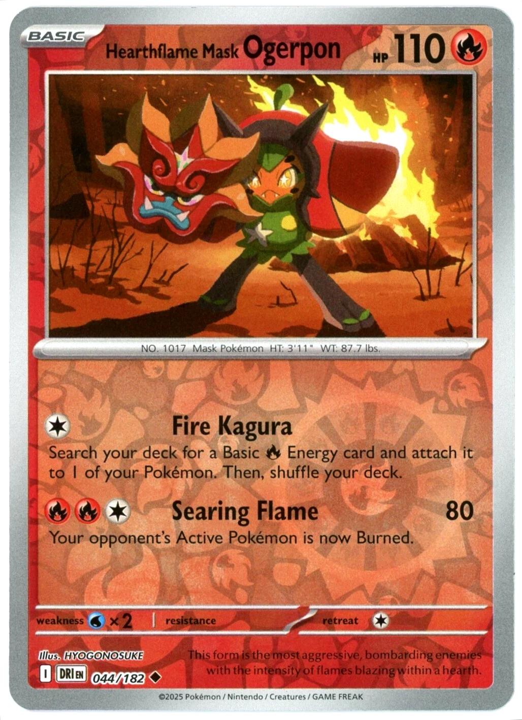 Hearthflame mask Ogerpon #44 (Reverse Holo) - Destined Rivals