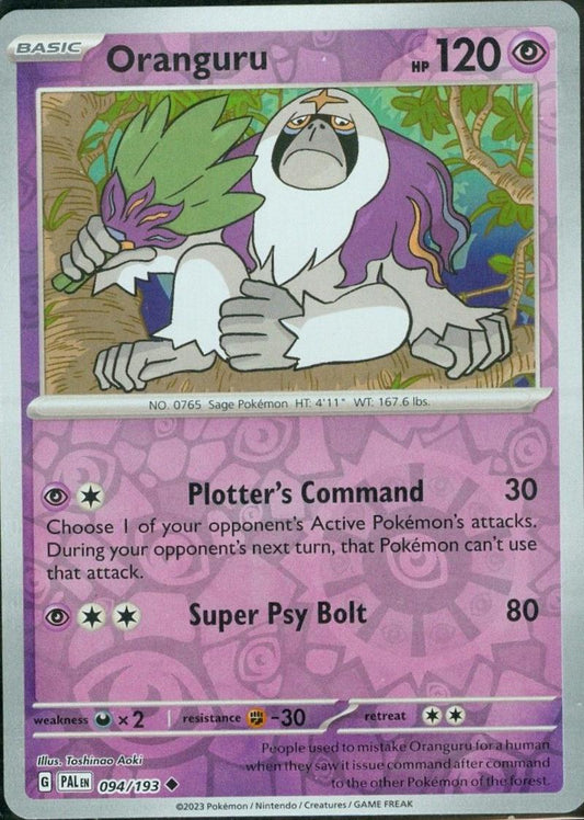 Oranguru #94 (Reverse holo) - Paldea Evolved